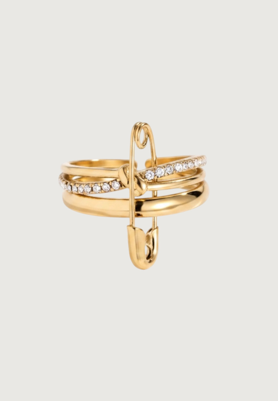 Ring Half Diamond Safety Pin