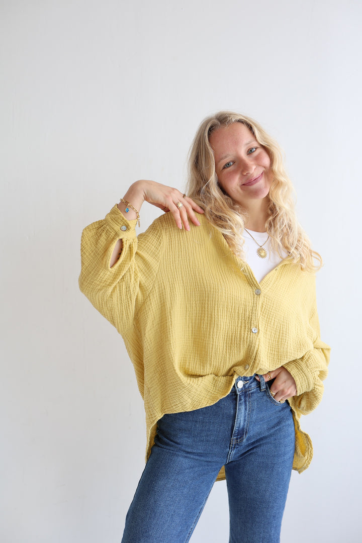 Kurzes Blusenhemd aus Musselin (einfarbig)