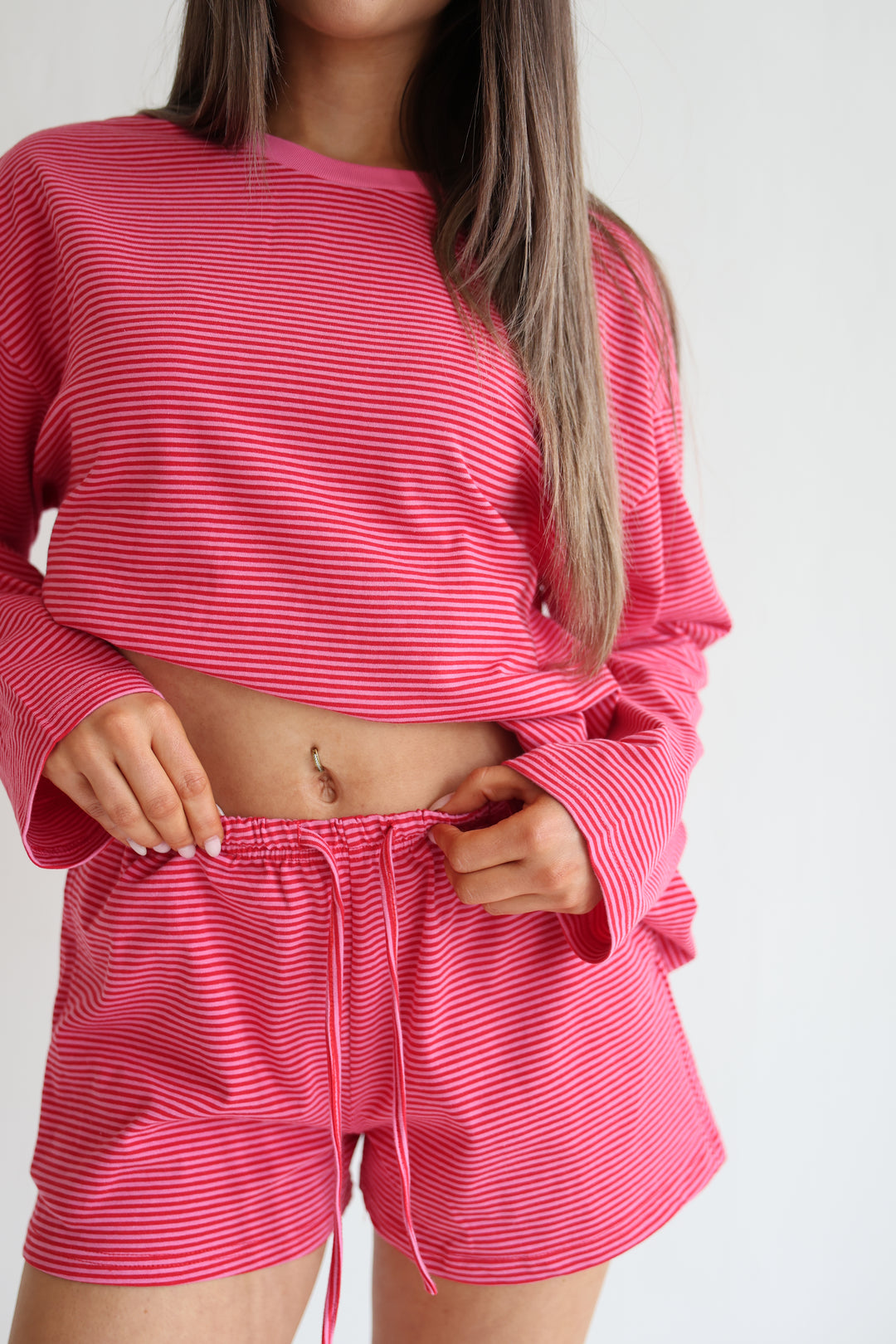Striped Shorts Cherry Pink