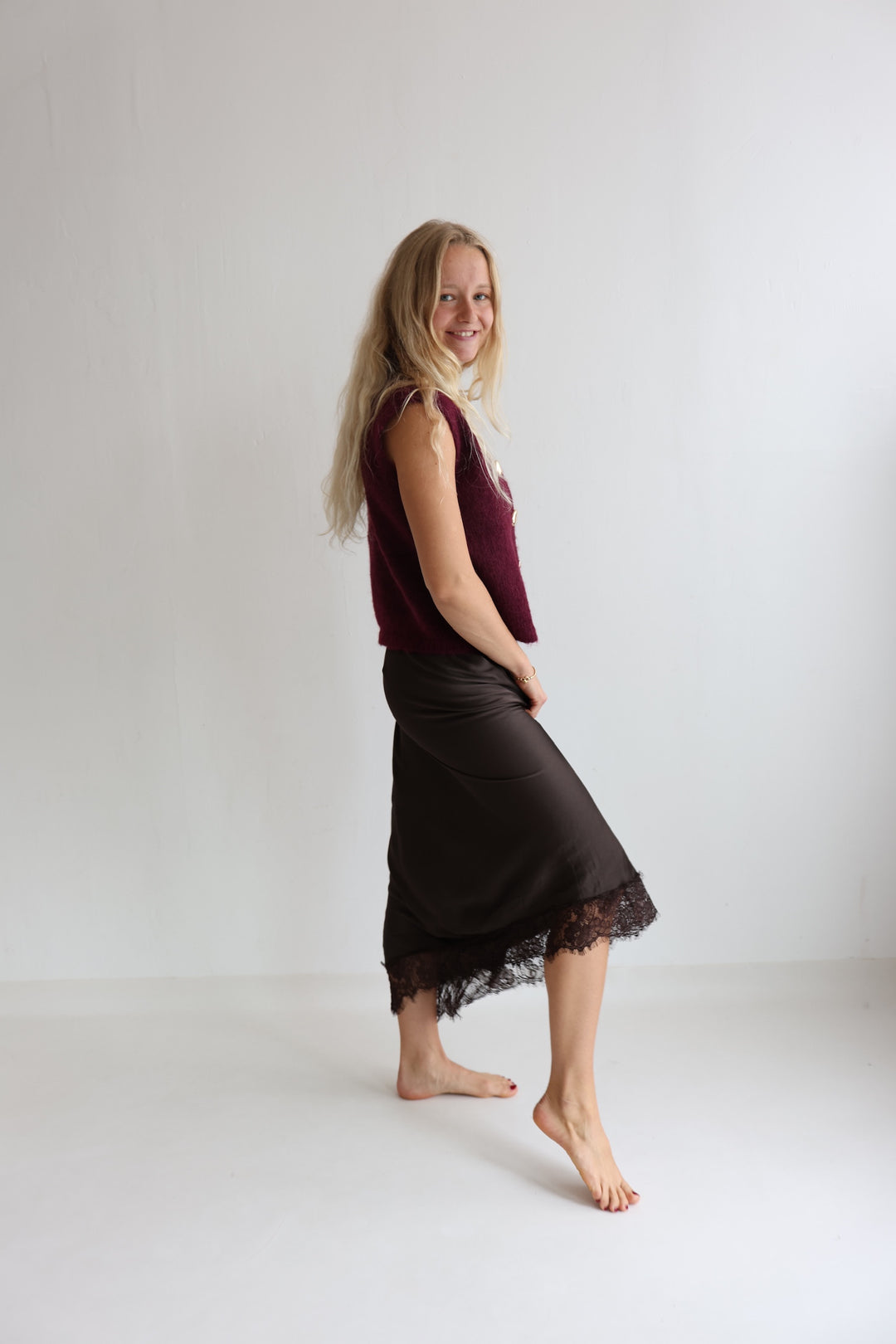 Pretty Lace Satin Skirt