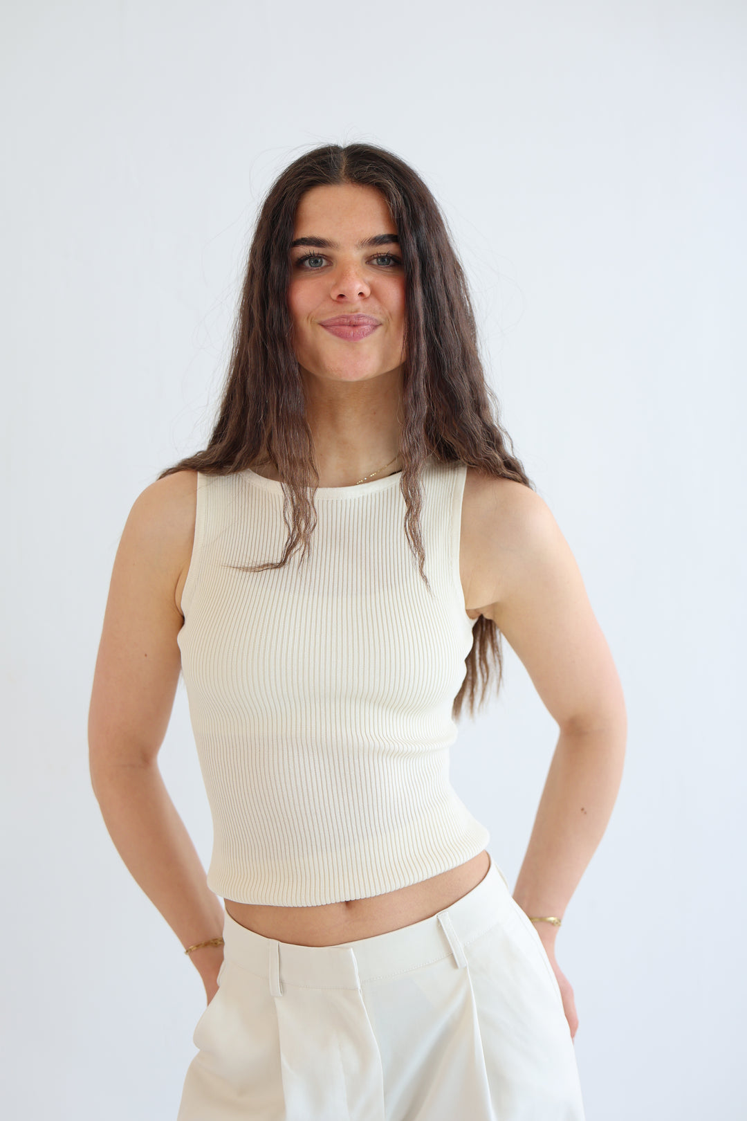 Stretch Ribbed Basic Top