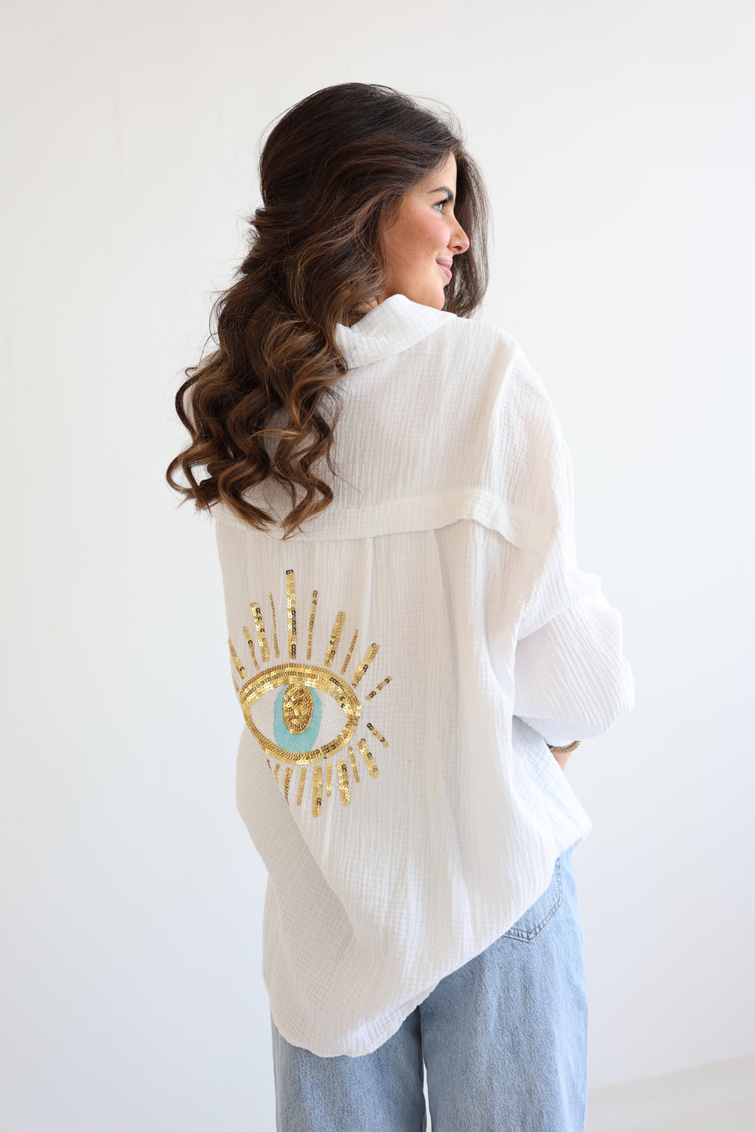 Oversize Blusenhemd aus Musselin Golden Eye