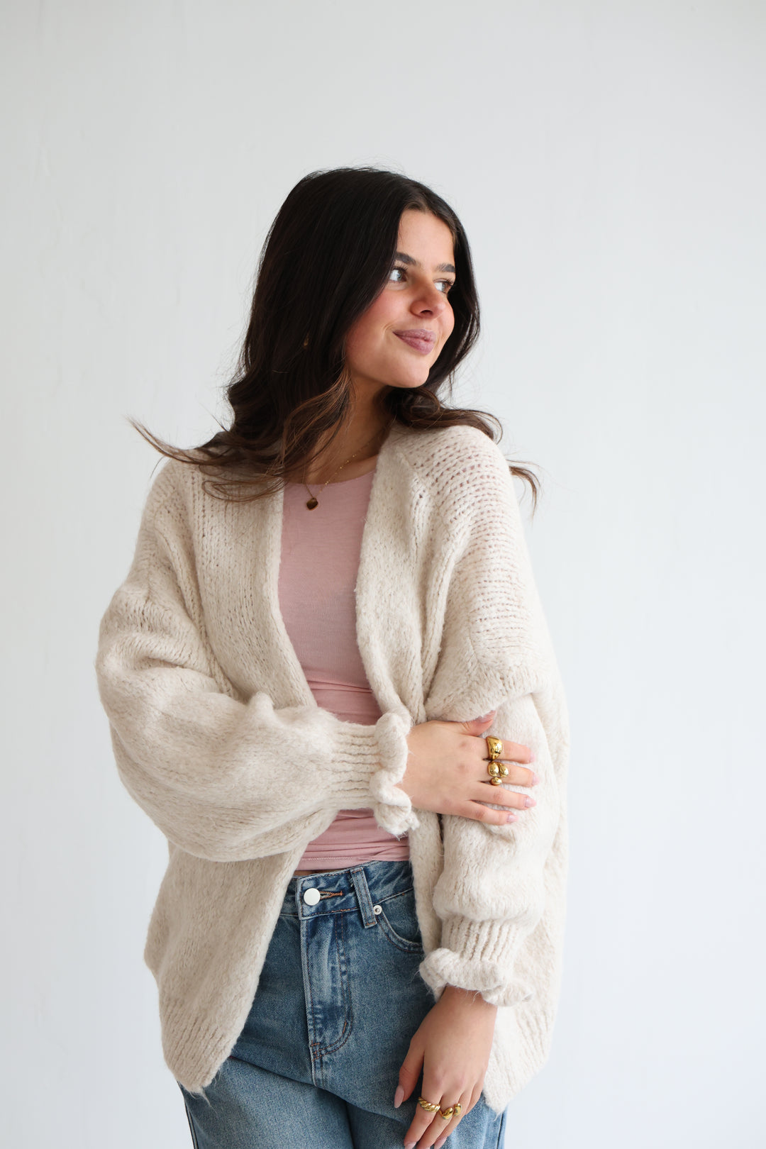 Offener Cardigan mit Rüschenärmeln Clara