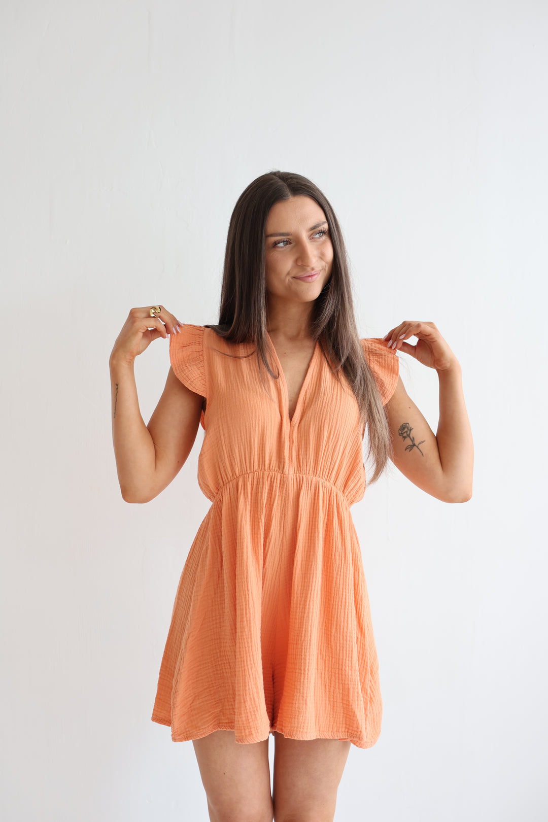 Musselin-Jumpsuit mit Rüschen