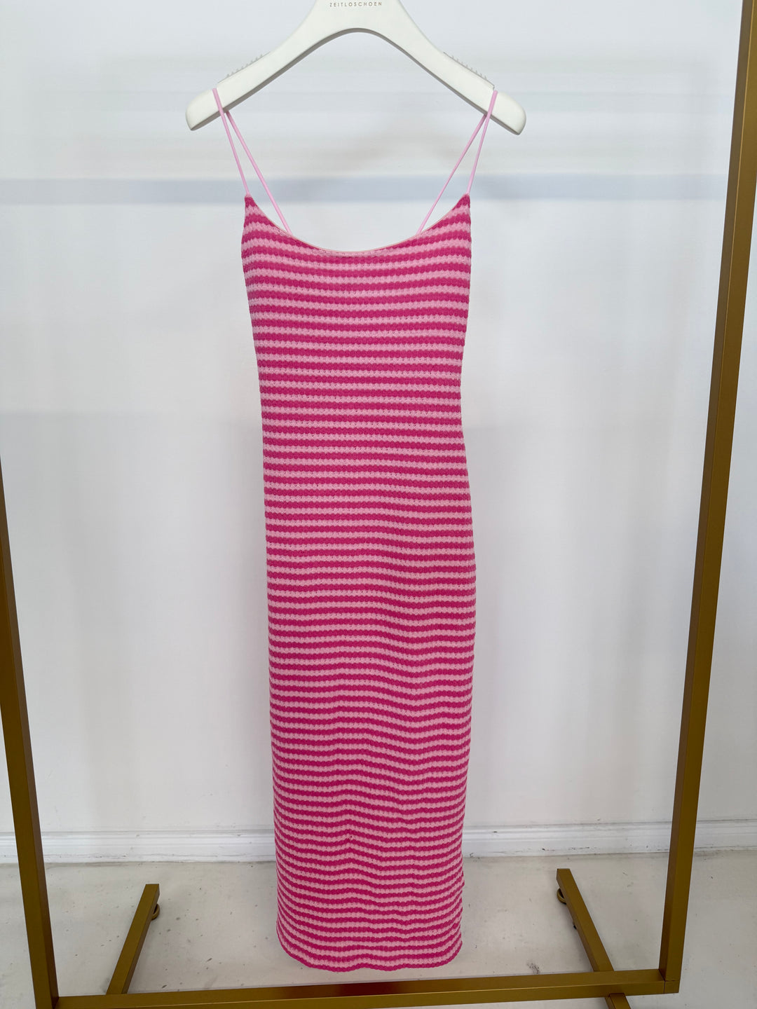 STRIPED KNIT DRESS BUBBLEGUM PINK (B-WARE)