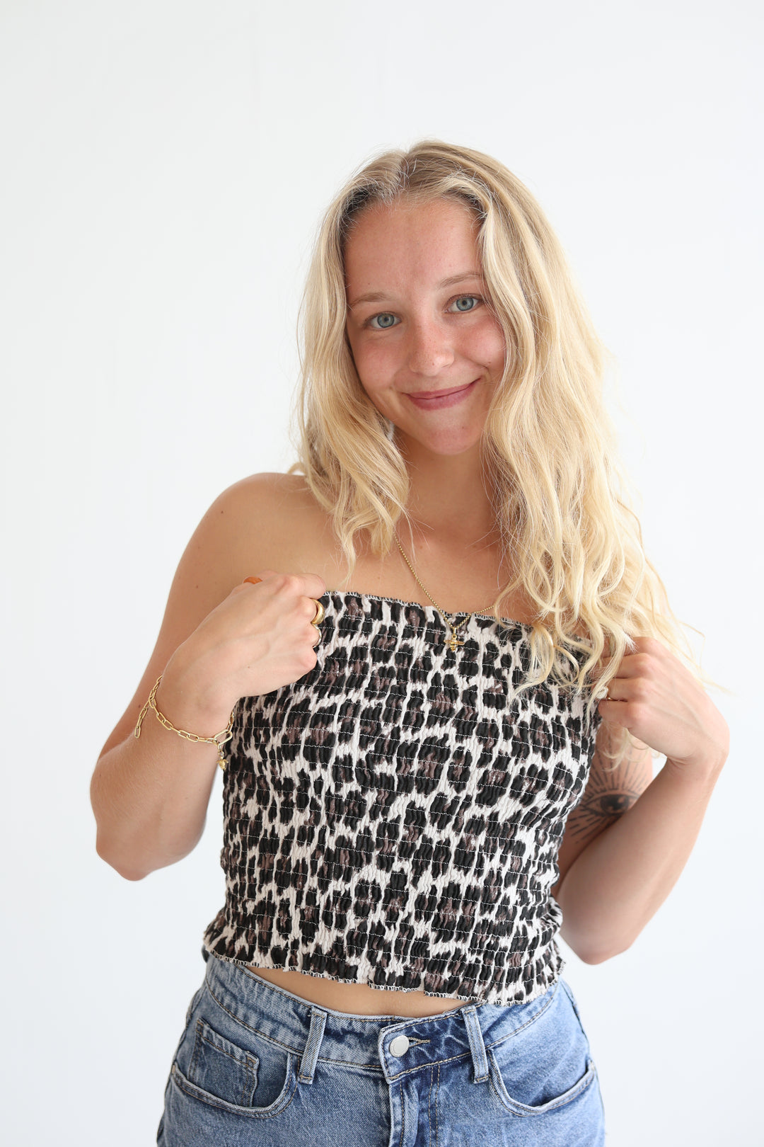 Leoprint Croptop aus Musselin