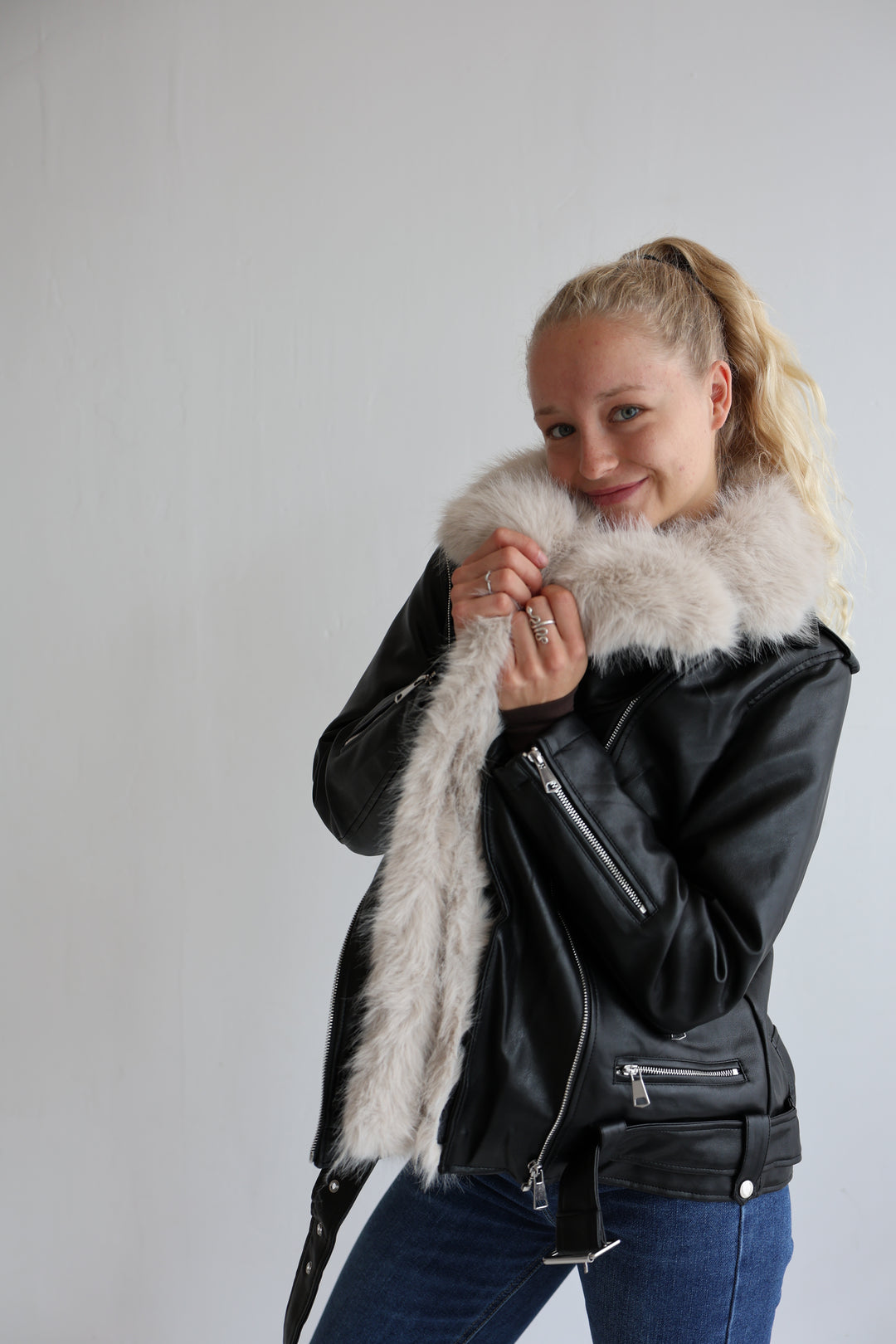 Kunstlederjacke mit Felleinsatz Maddy