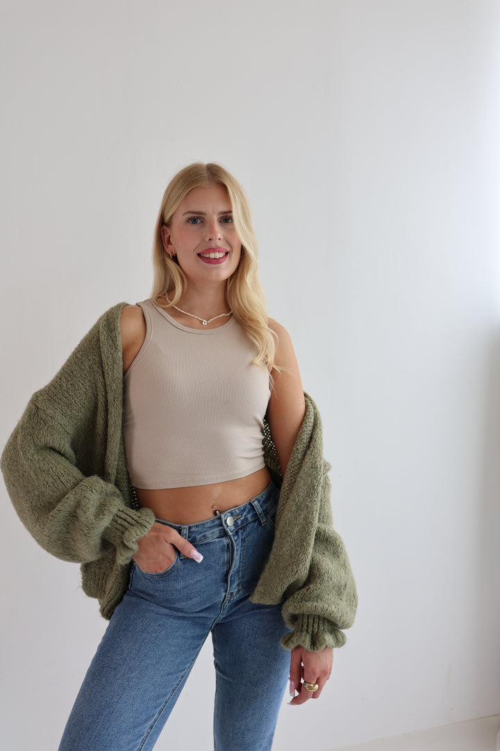 Offener Cardigan mit Rüschenärmeln Clara