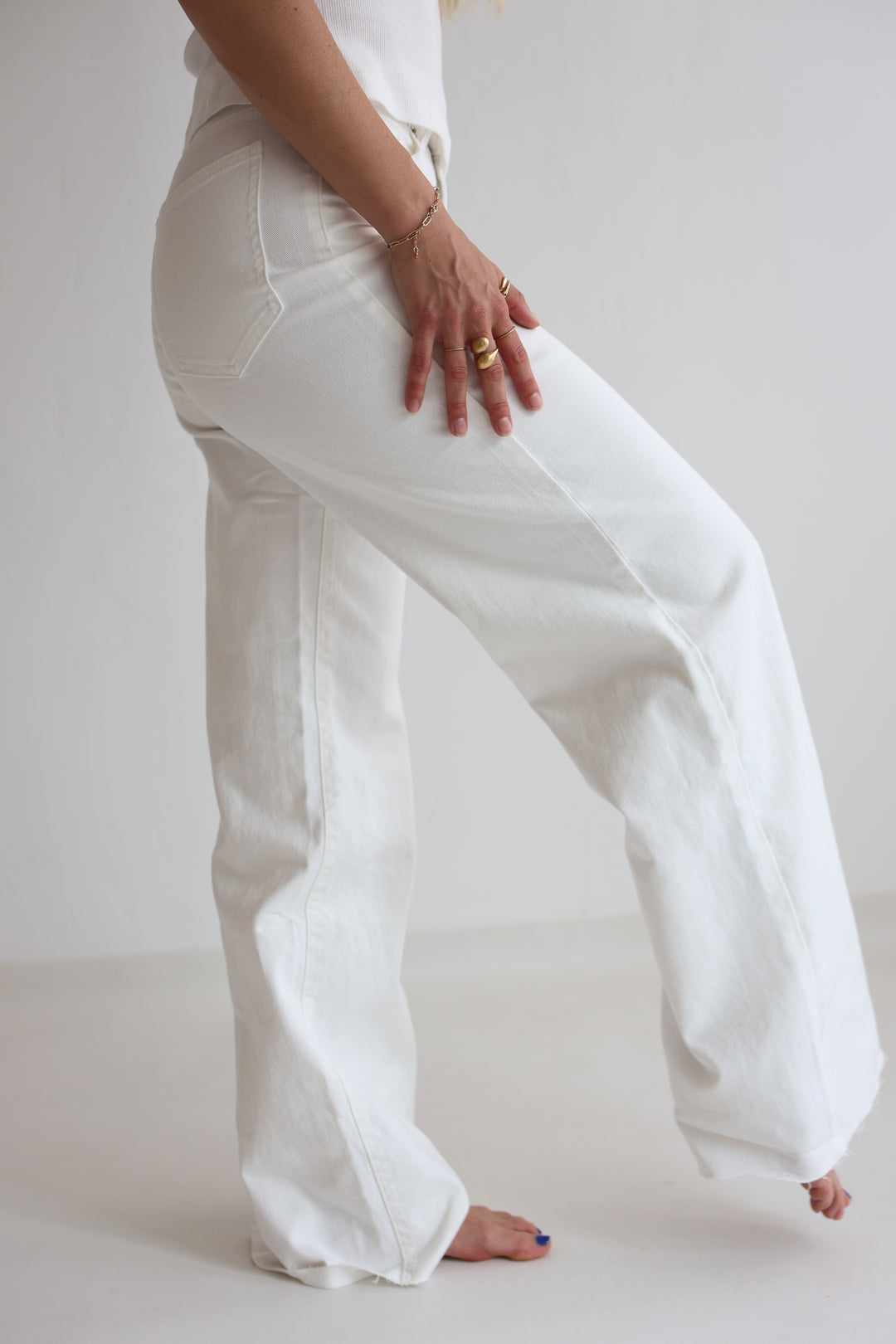 White Extra Long Jeans