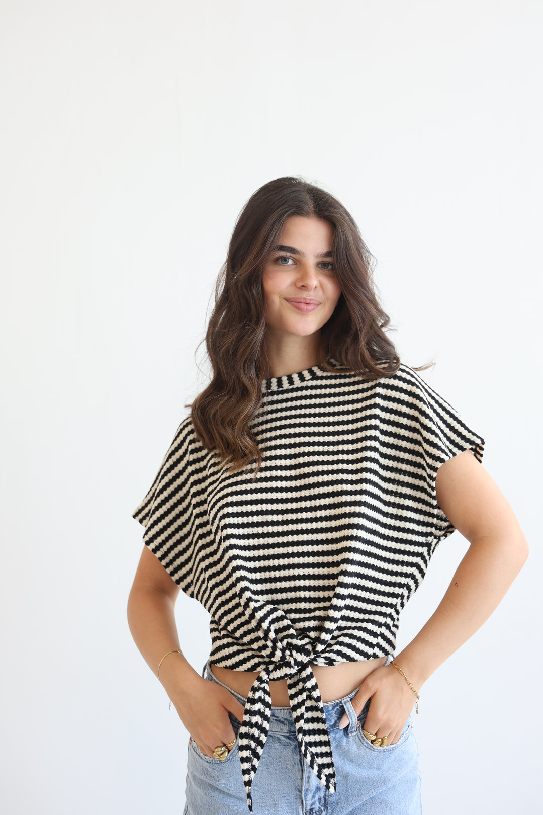 Striped Knit Knot T-Shirt