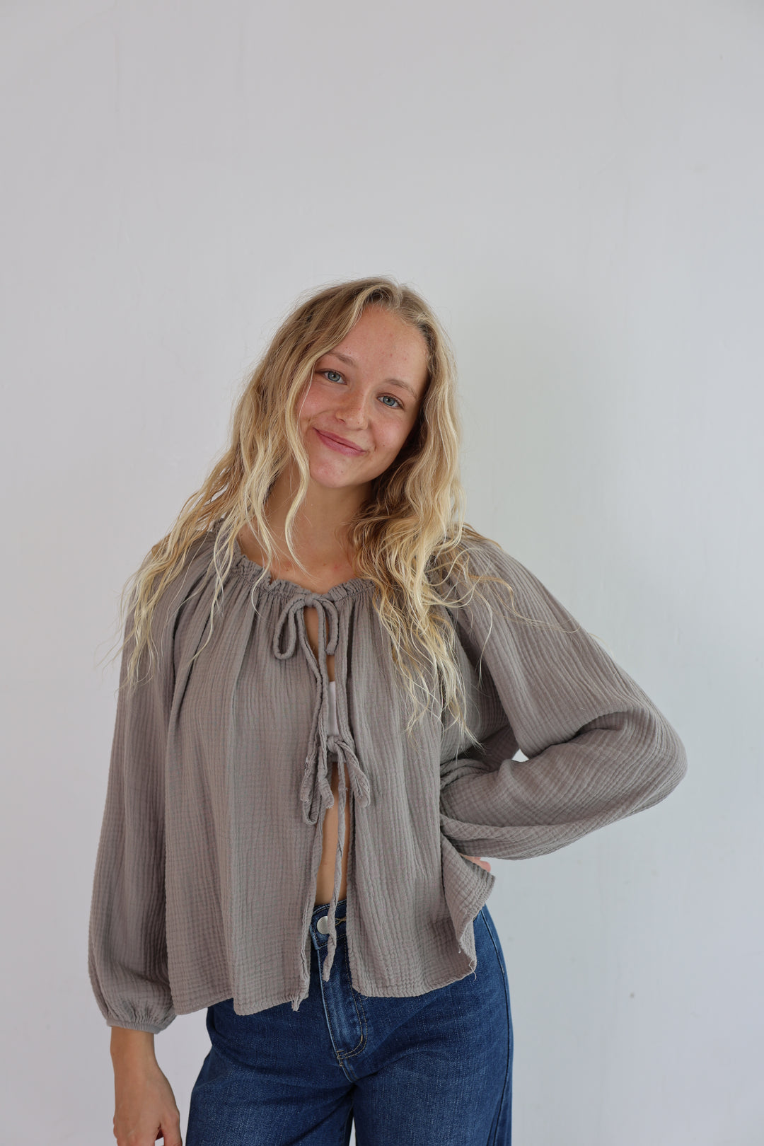 Musselinbluse mit Schleifen Milena