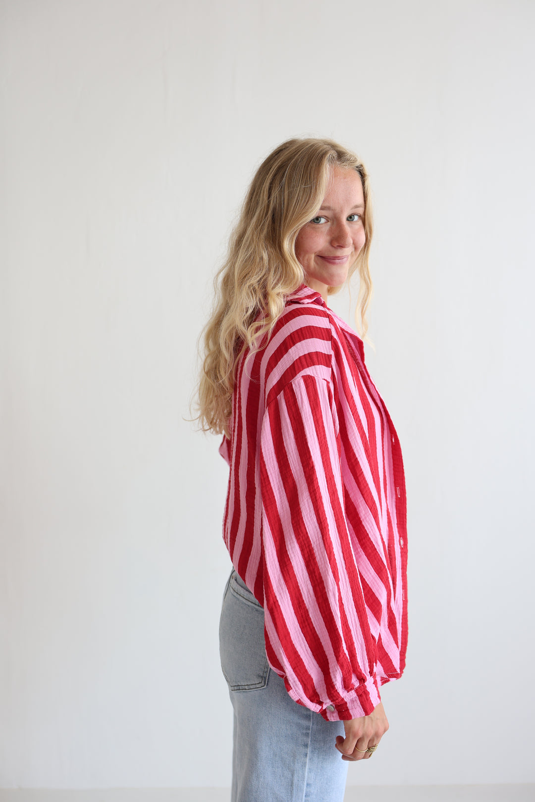 Musselinbluse Blockstripes