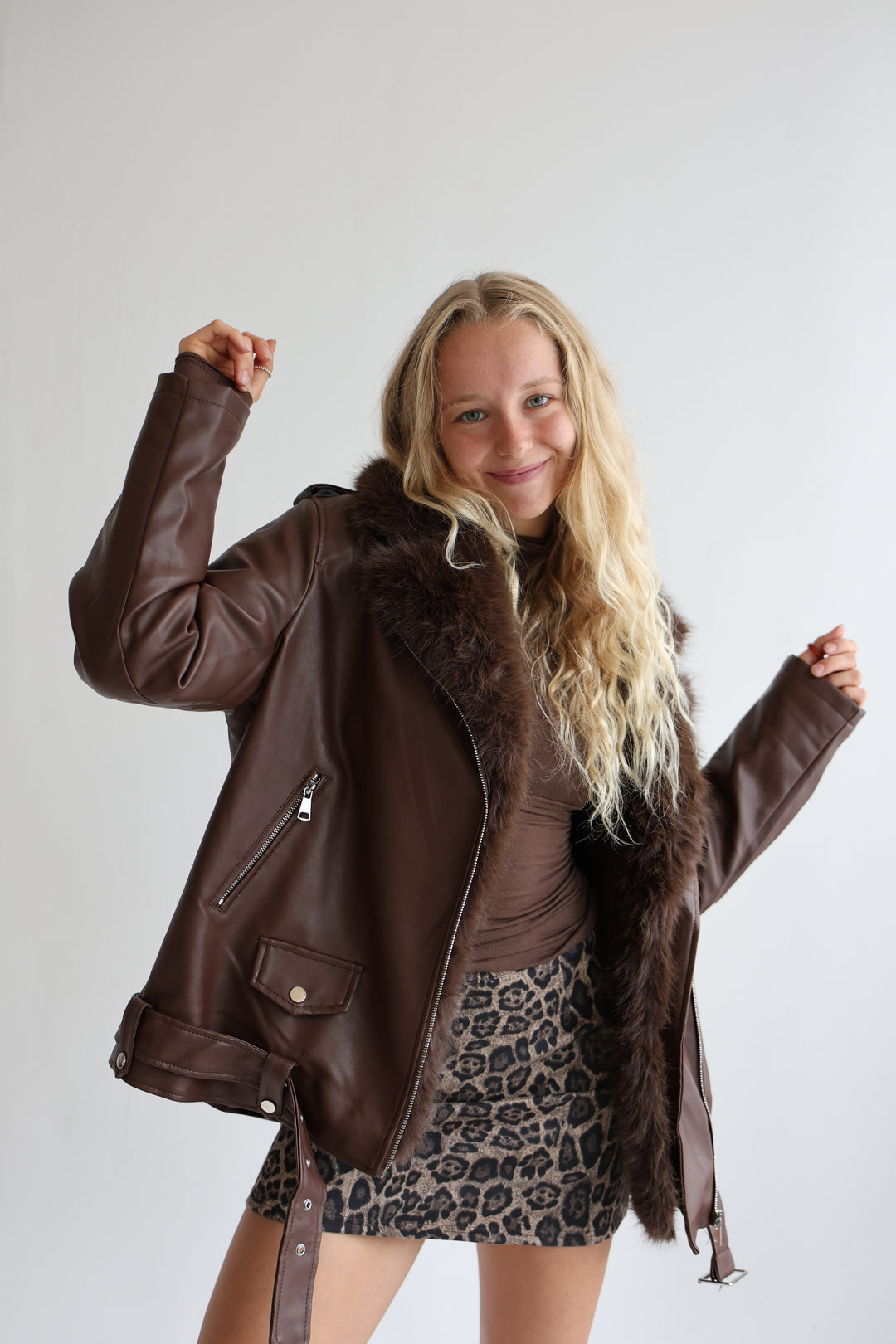 Kunstlederjacke mit Felleinsatz Maddy