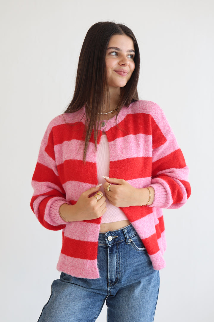 Sugar Stripe Button Cardigan
