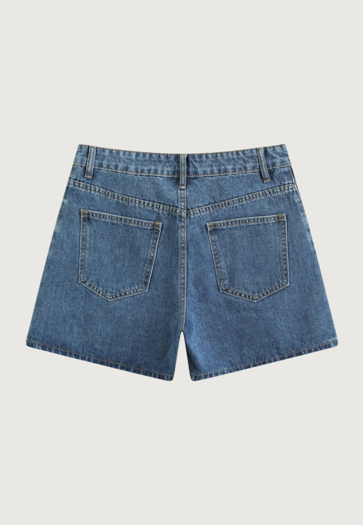 Asymmetric Denim Shorts