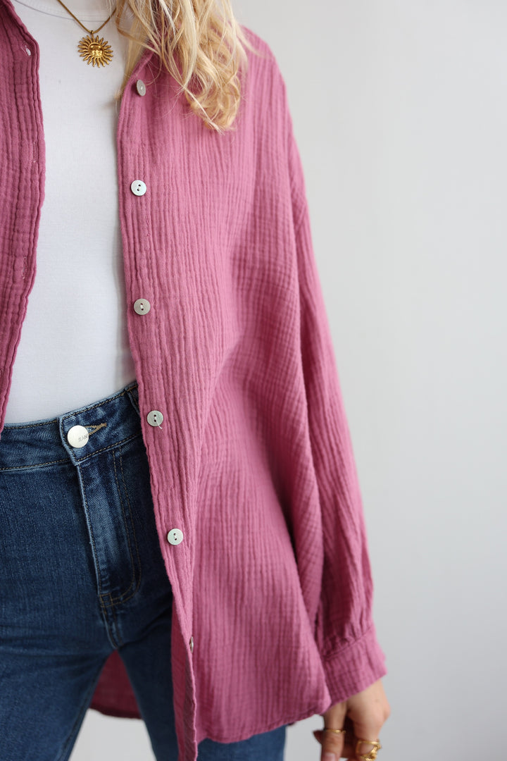 Kurzes Blusenhemd aus Musselin (einfarbig)