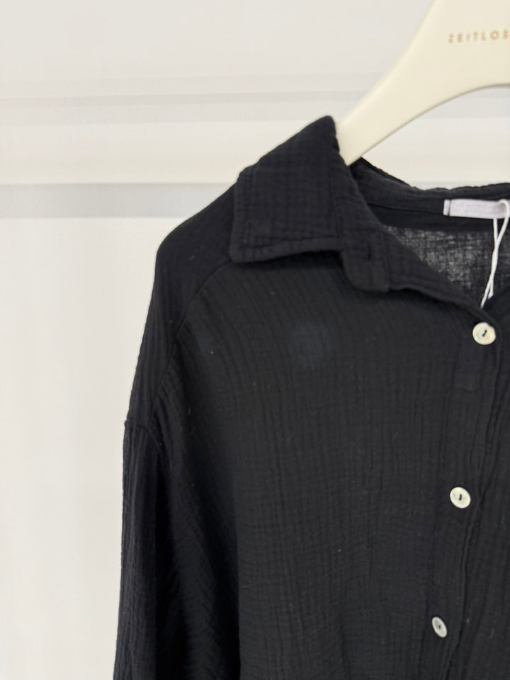 KURZES BLUSENHEMD AUS MUSSELIN SCHWARZ (B-WARE)