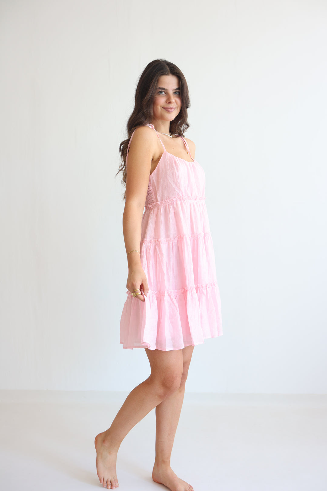 Bow Strap Tiered Dress