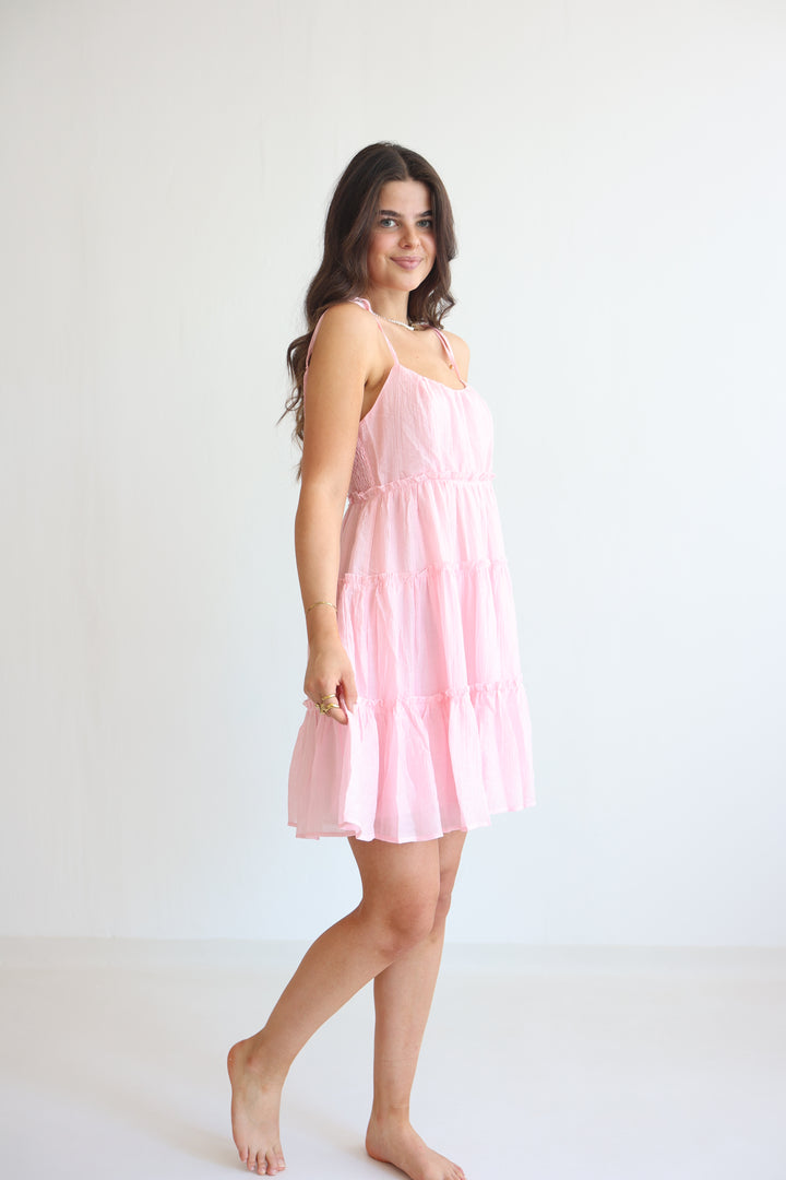Bow Strap Tiered Dress