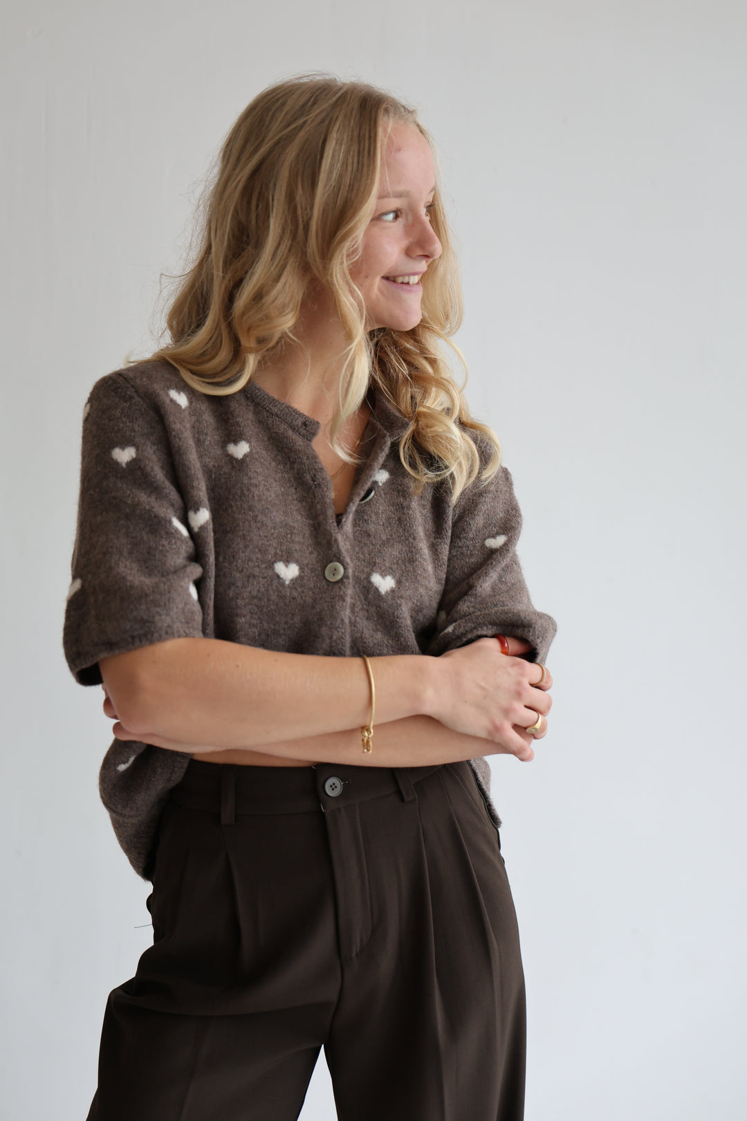 Kurzarm Cardigan Jolina mit Herzprint