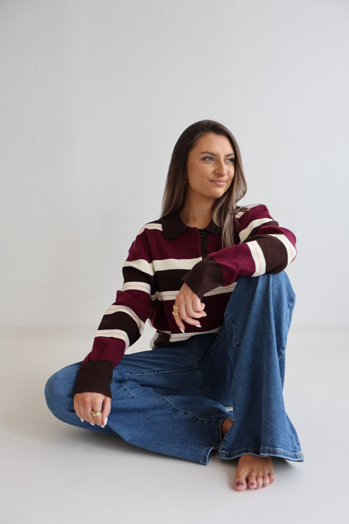Striped Longsleeve Polo Heritage