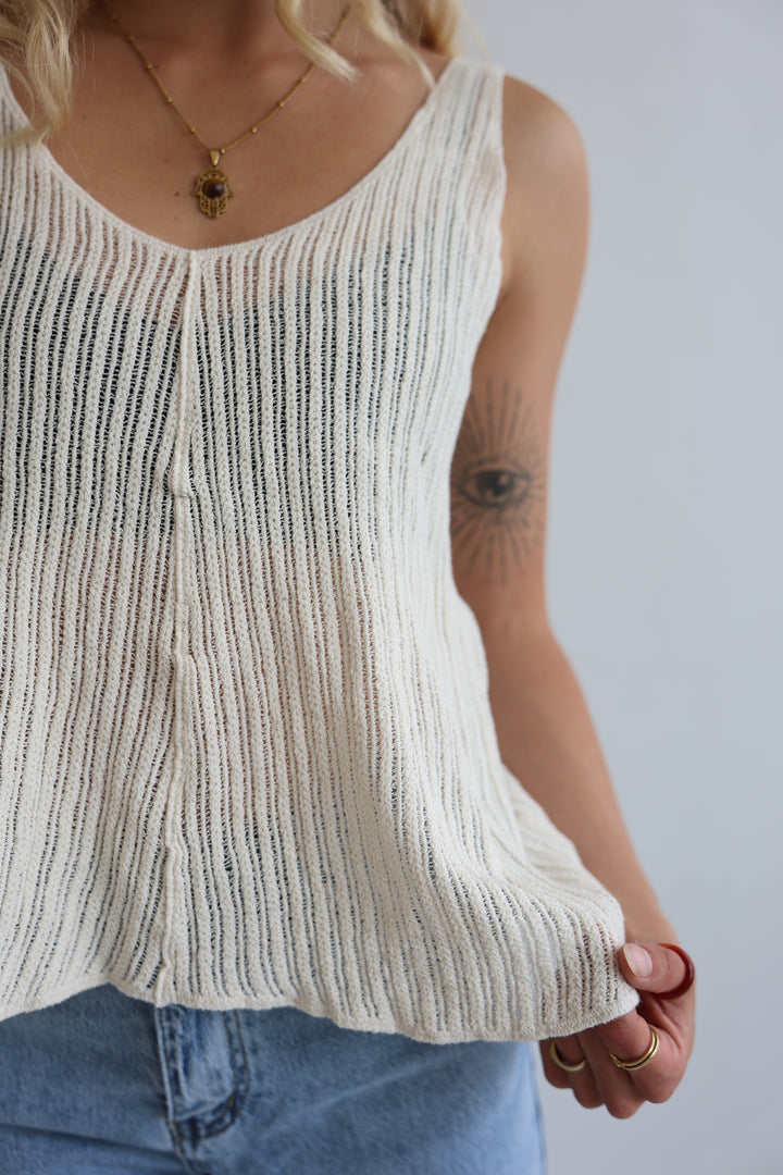 Ribbed Sleeveless V-Neck Top