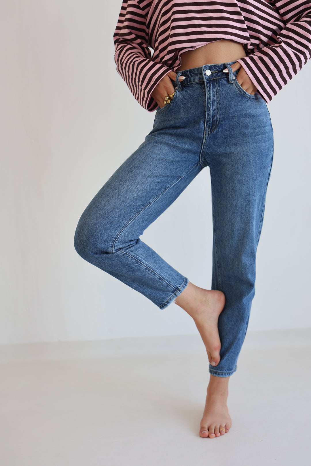 Deep Blue Mom Jeans