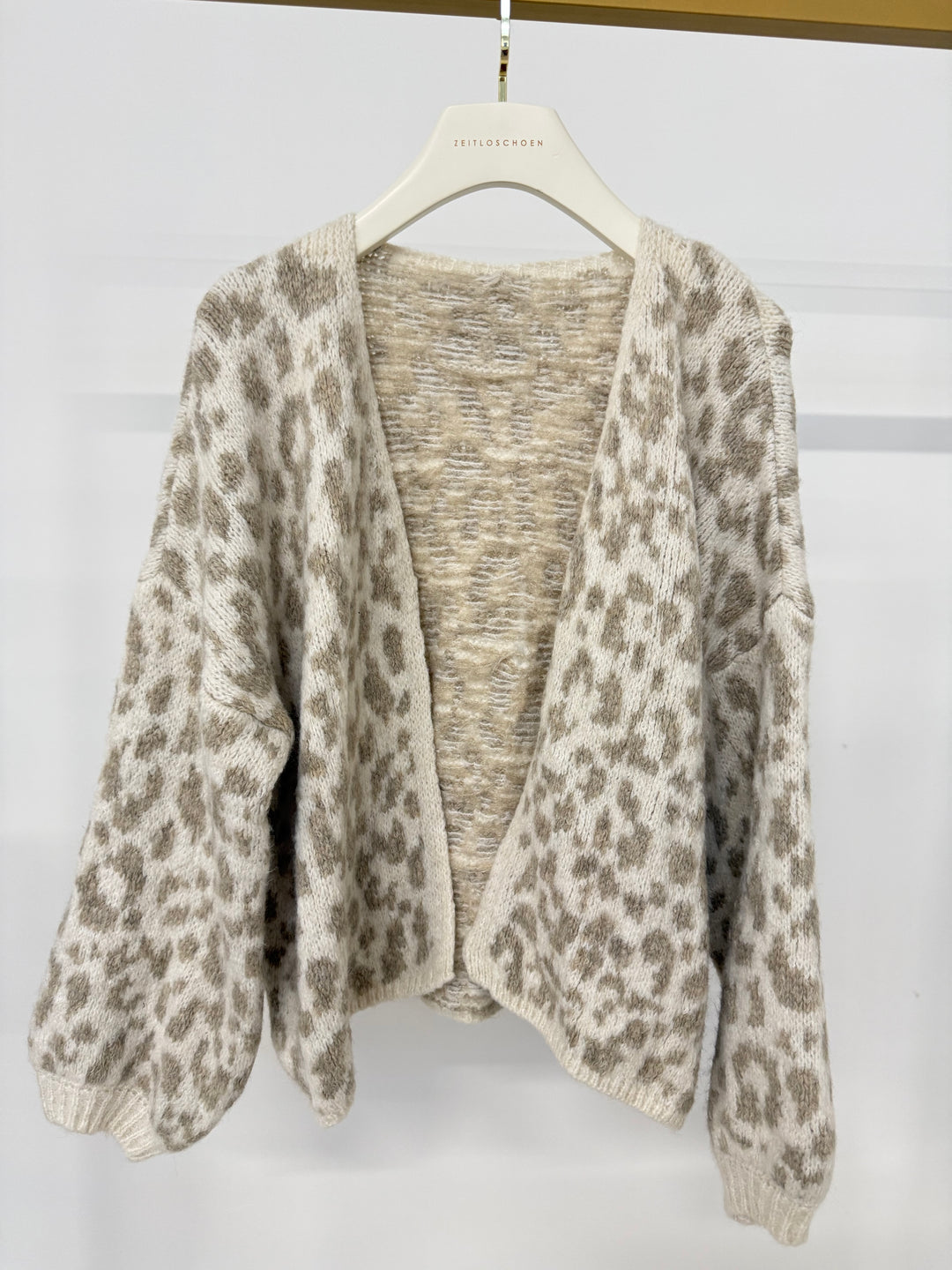 OFFENER CARDIGAN MIT LEOPRINT BEIGE (B-WARE)