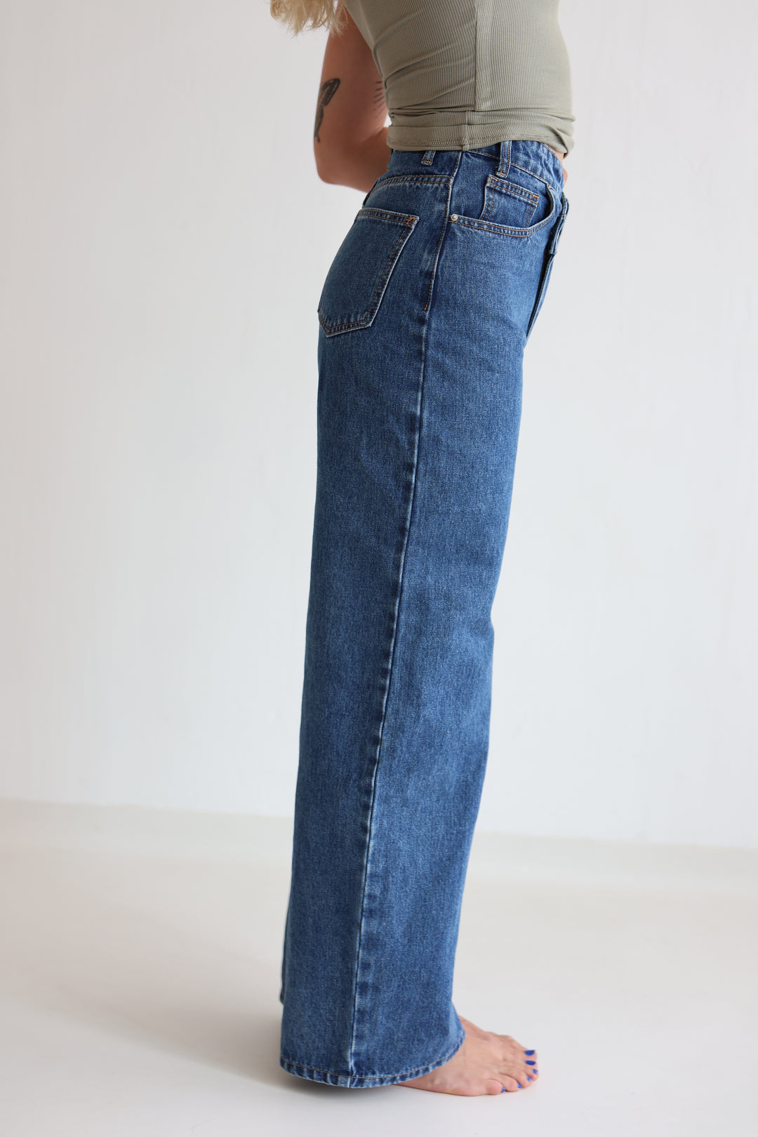 Cross Front Wide Leg Jeans