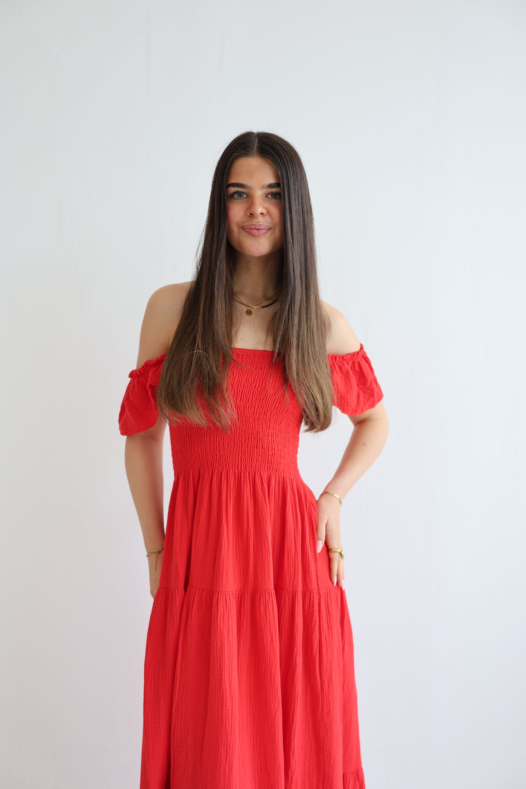 Langes Kleid mit Raffung Livia