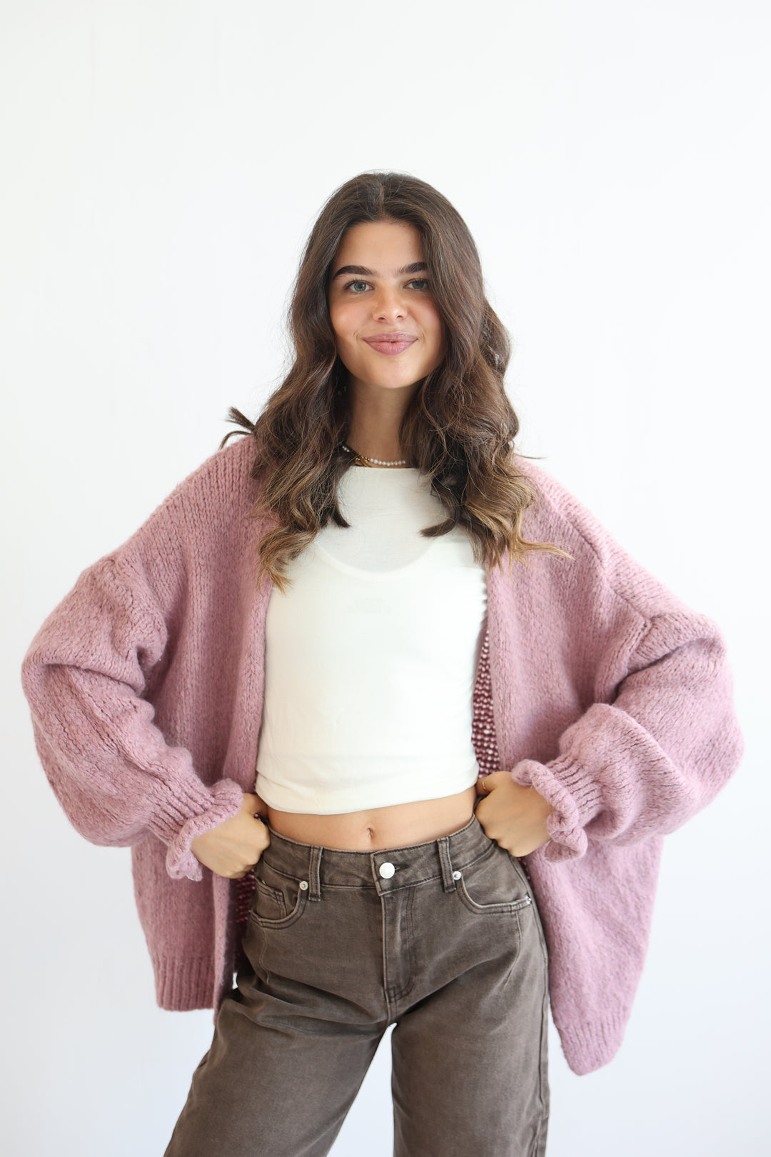 Offener Cardigan mit Rüschenärmeln Clara