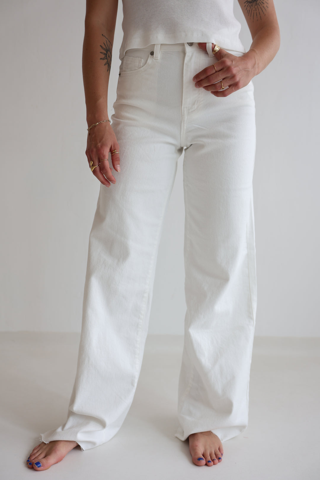 White Extra Long Jeans