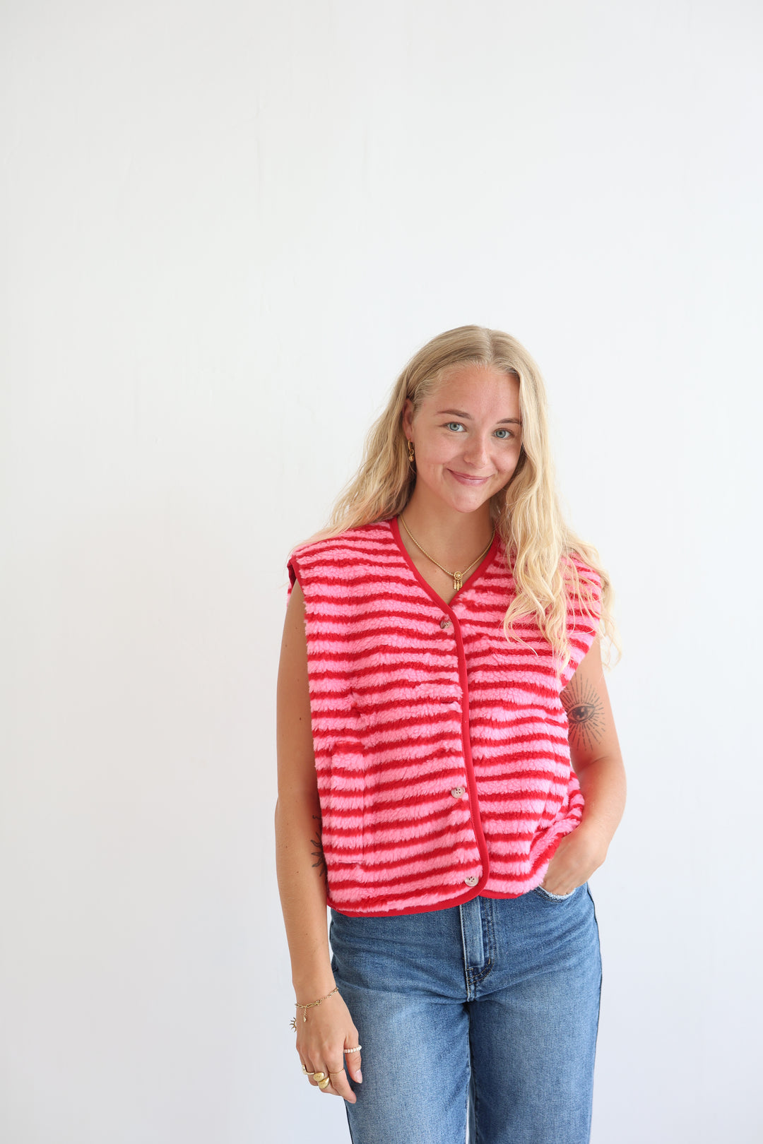 Candy Stripe Teddy Vest