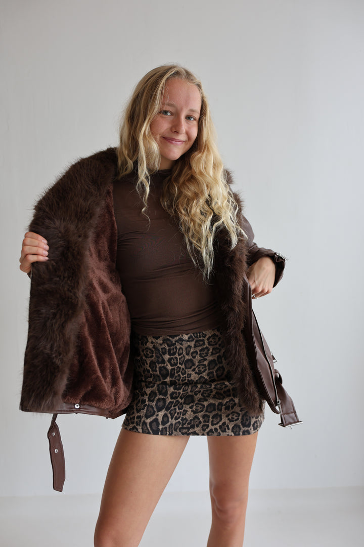 Kunstlederjacke mit Felleinsatz Maddy