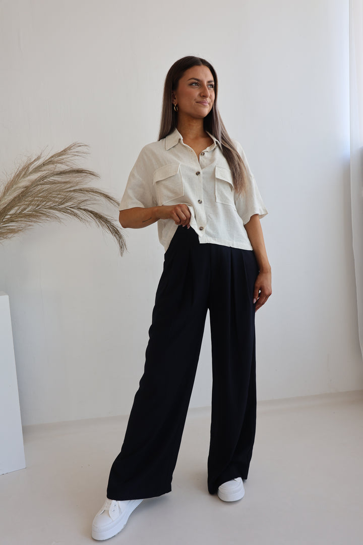 Cropped Leinenbluse Leila