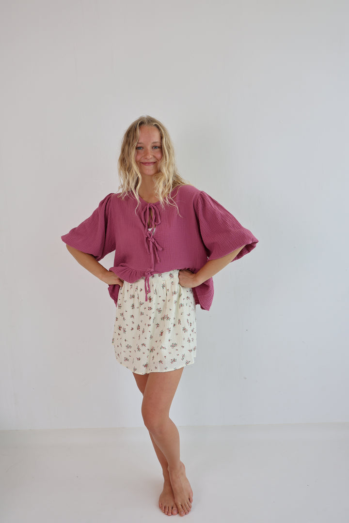 Musselinbluse mit Schleifen Linnea