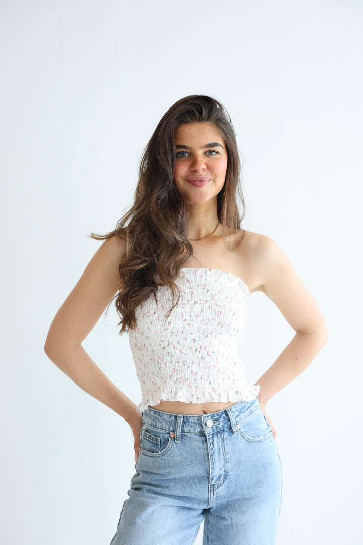 Rosy Ruffle Tube Top