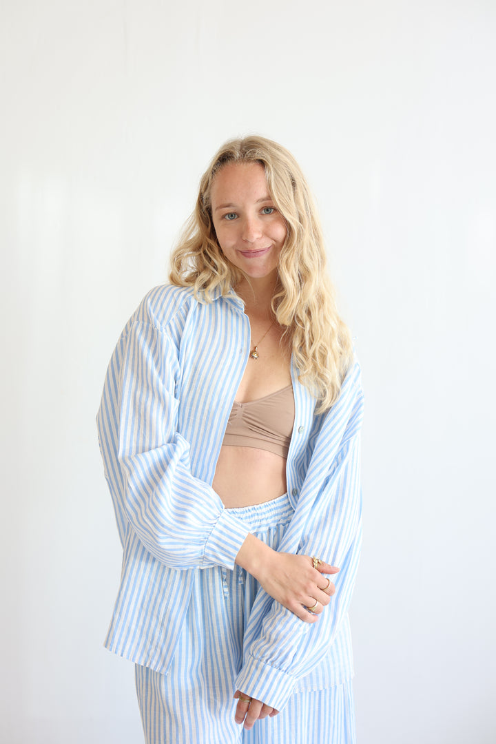 Oversize Striped Linen Bluse