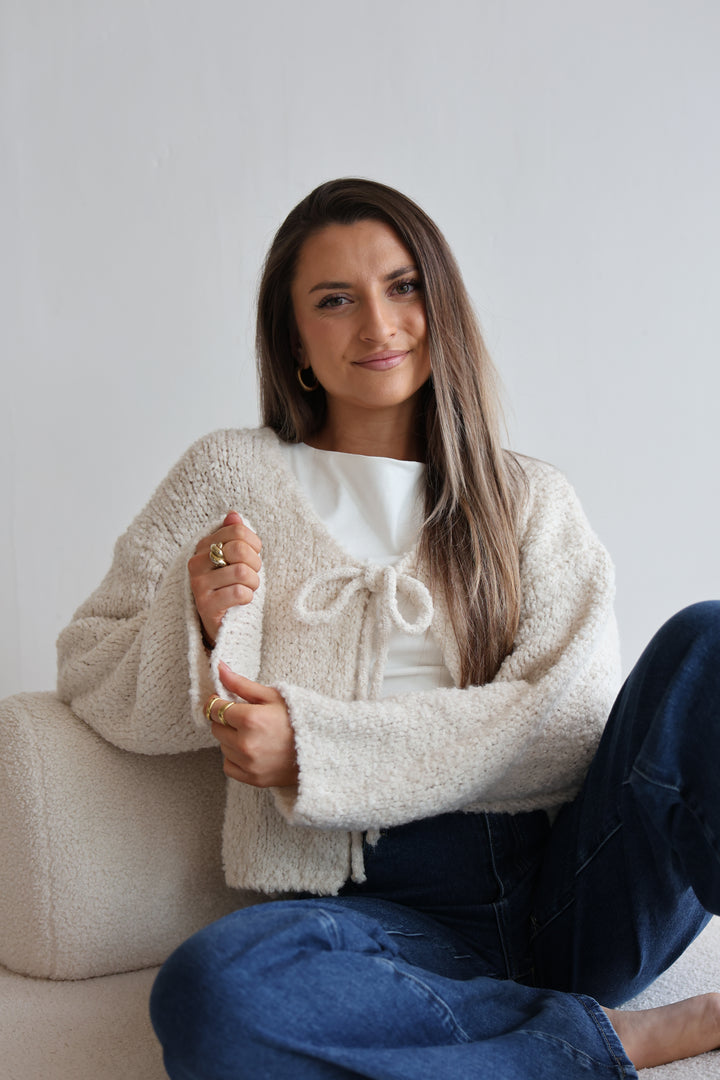 Teddy Knot Cardigan Fluffy Tie
