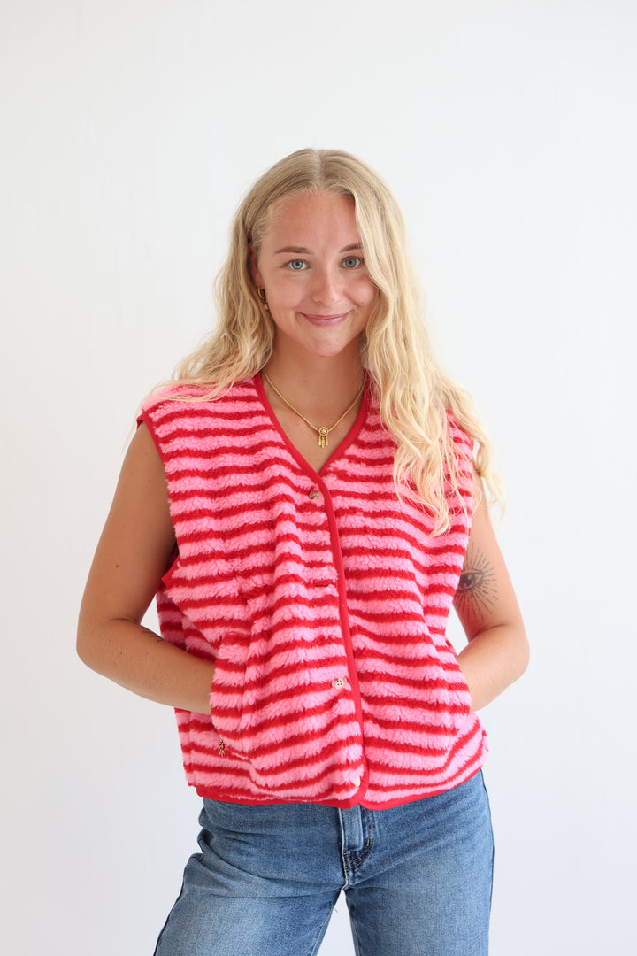 Candy Stripe Teddy Vest