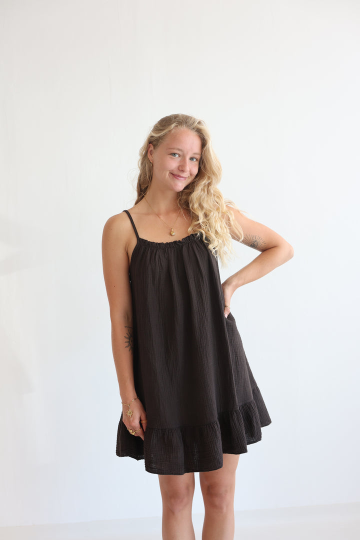 Musselinkleid mit Mini-Volant Hailey
