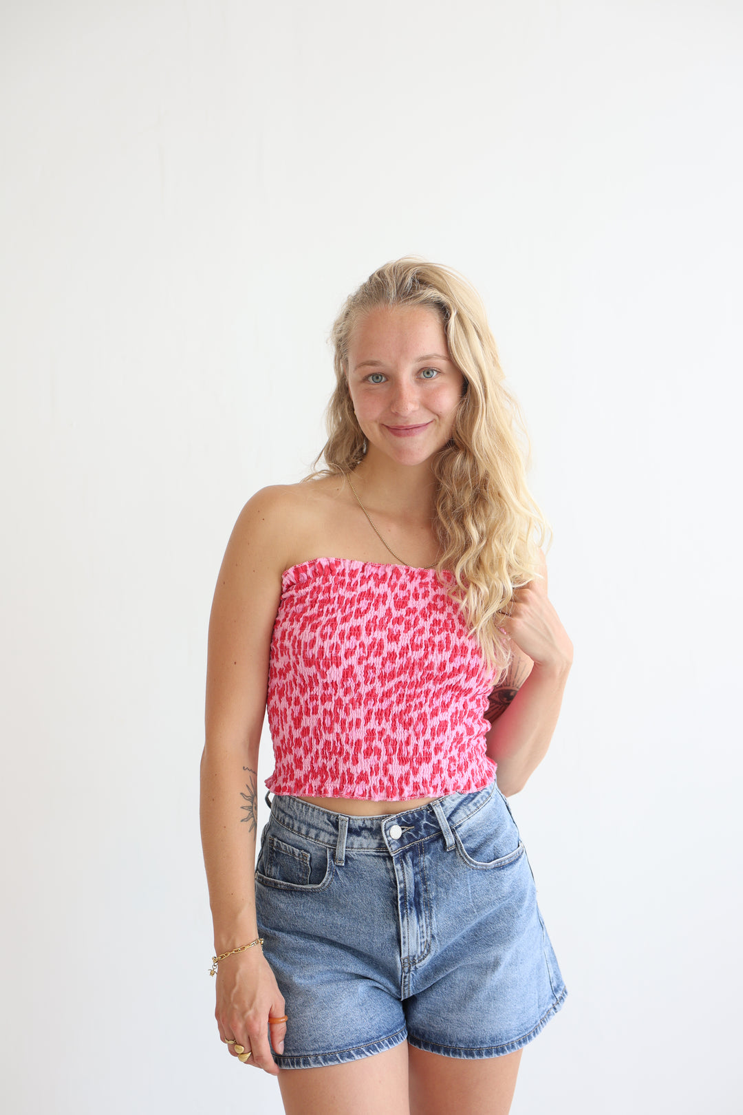 Leoprint Croptop aus Musselin