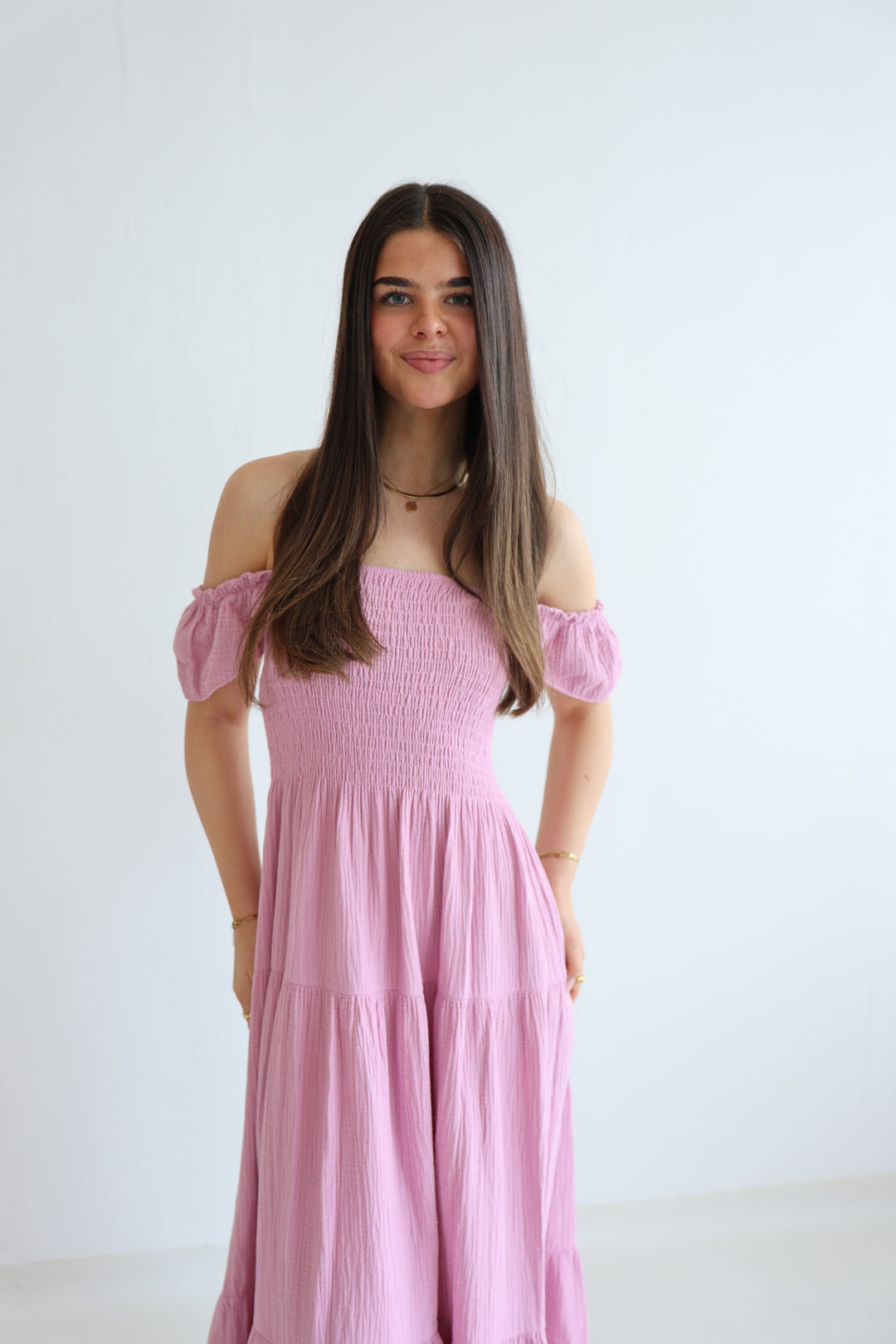 Langes Kleid mit Raffung Livia