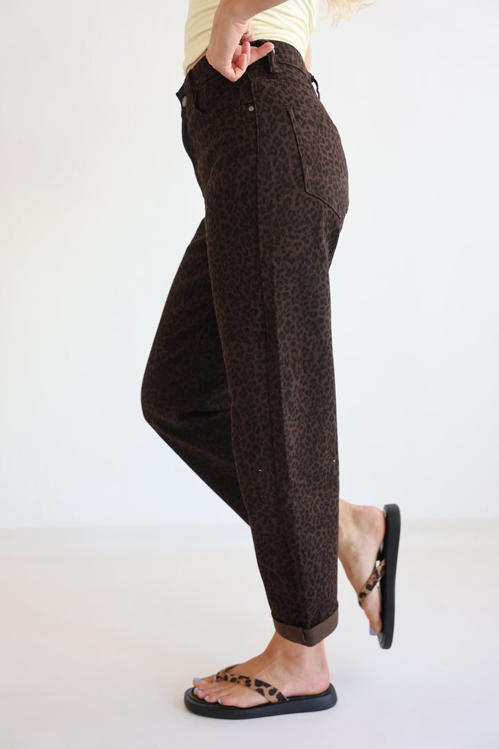 Shadow Leopard Mom Jeans