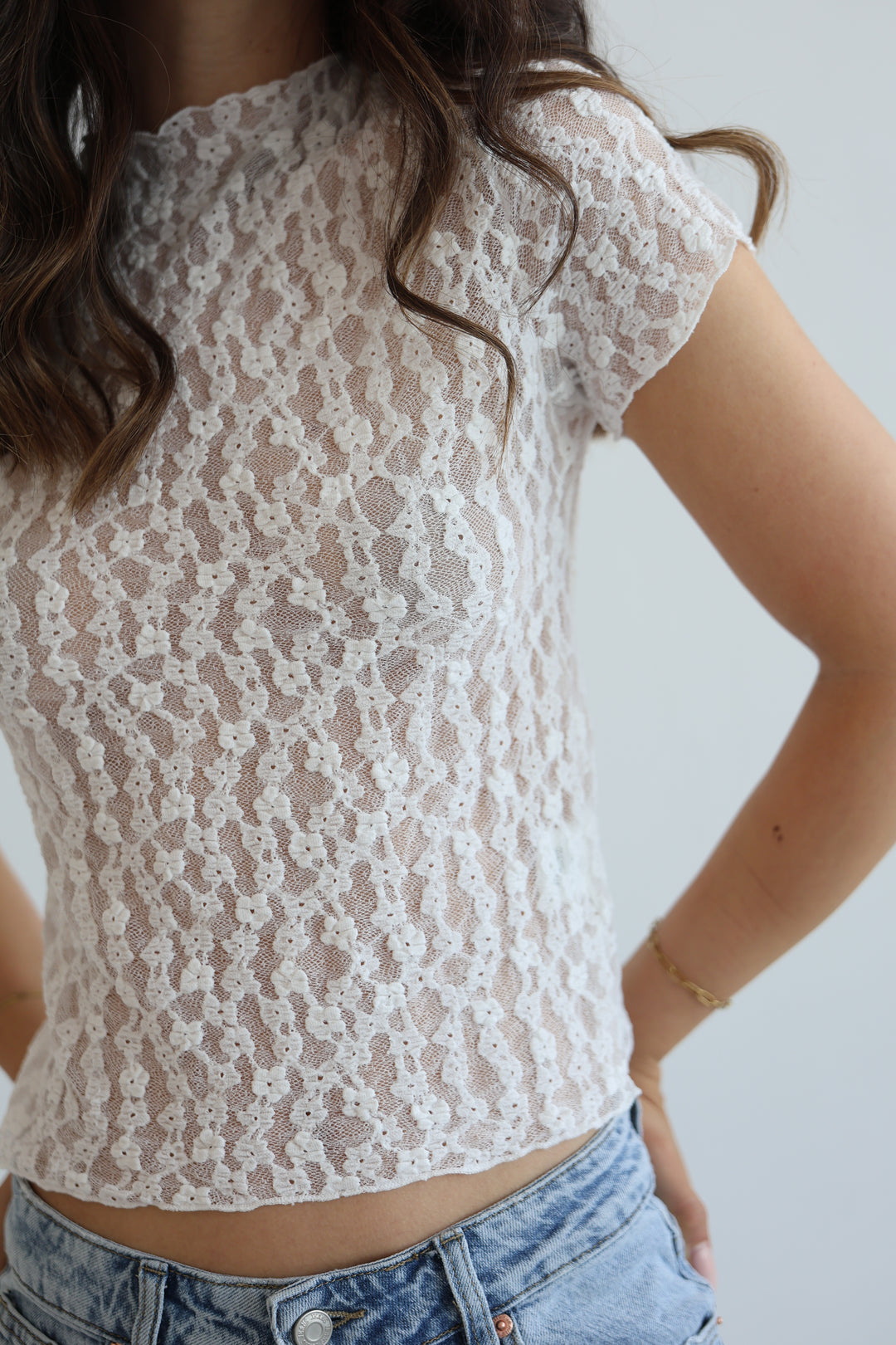 Milky Bloom Lace T-Shirt