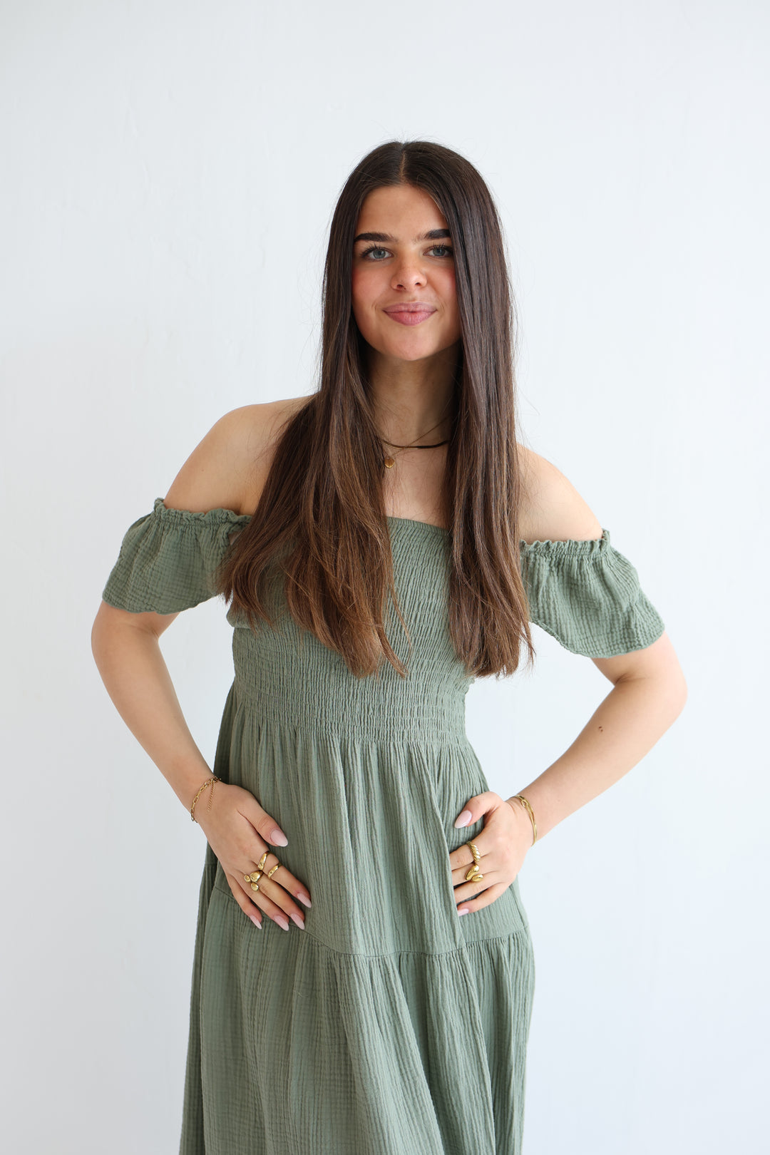 Langes Kleid mit Raffung Livia