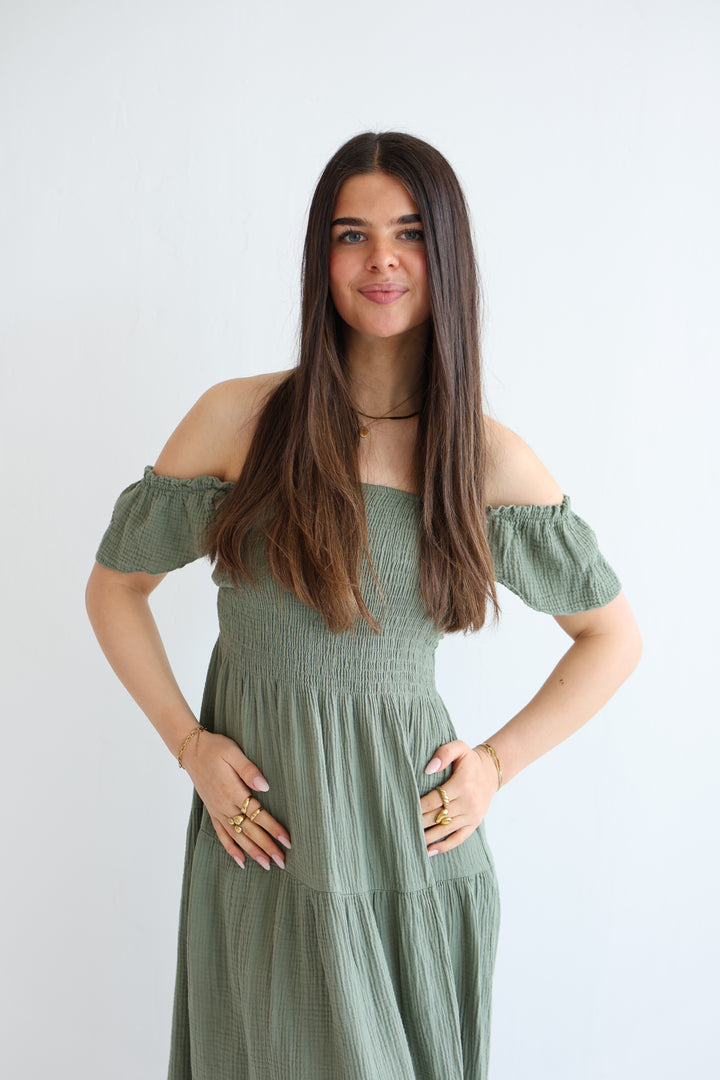 Langes Kleid mit Raffung Livia