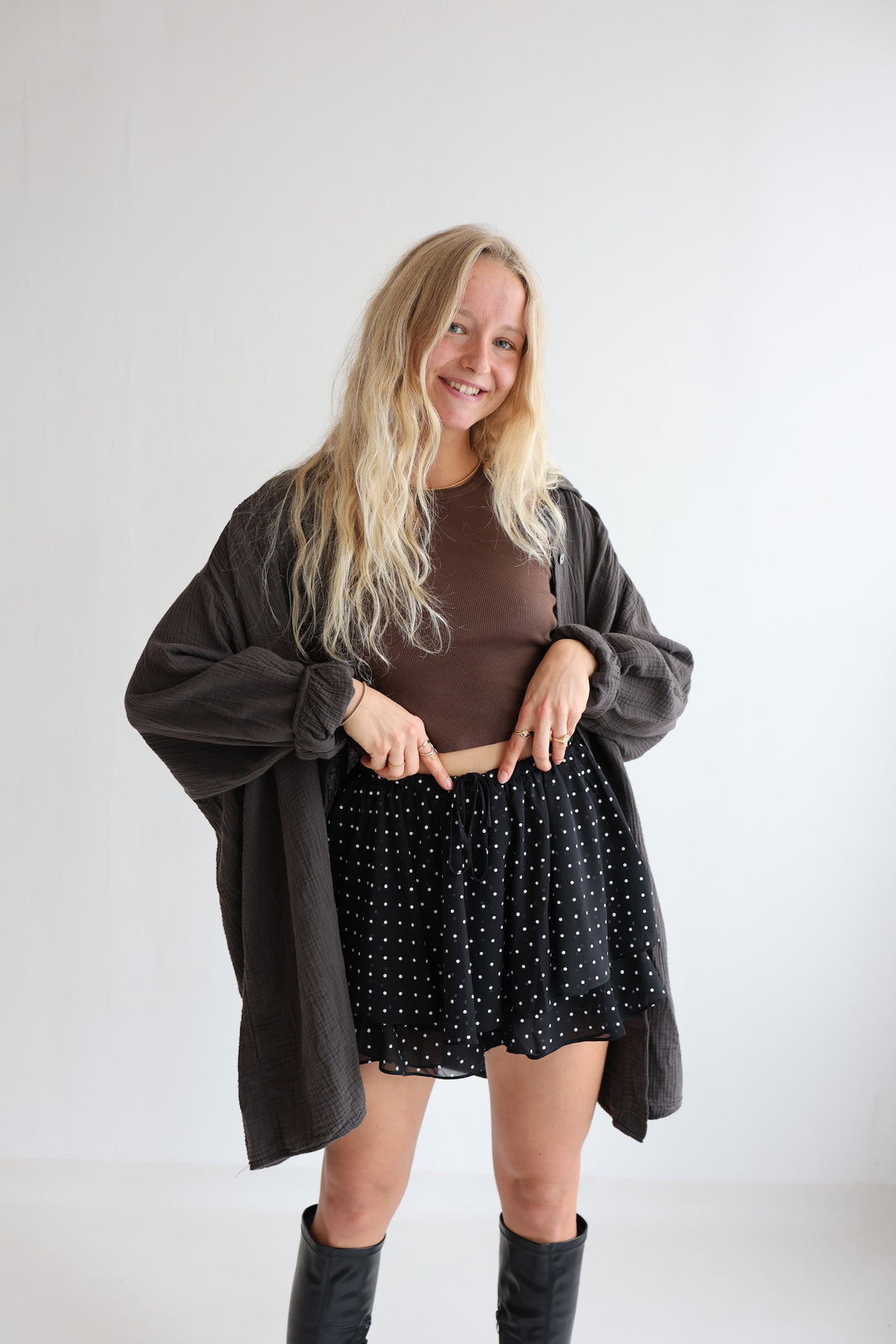 Oversize Blusenhemd aus Musselin (einfarbig)