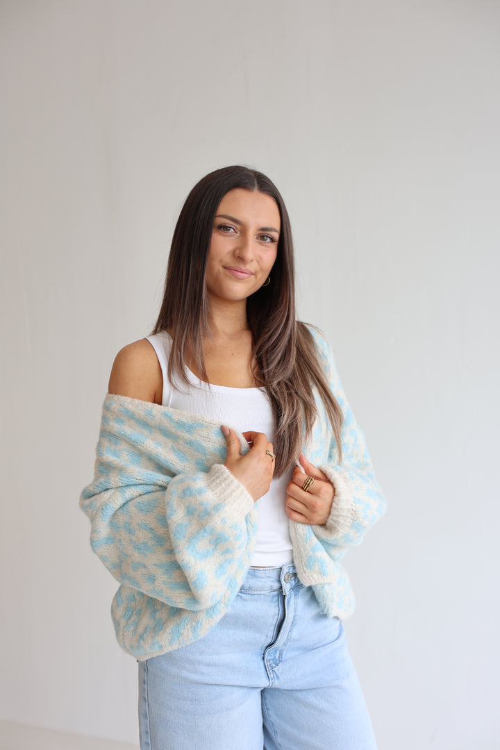 Offener Cardigan mit Leoprint