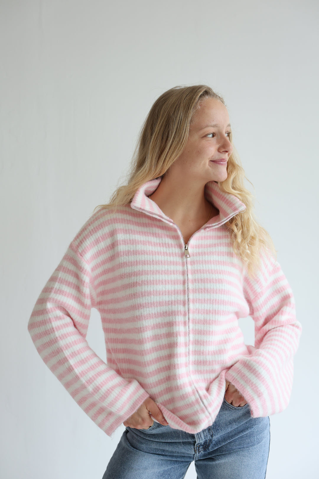 Striped Zip Cardigan